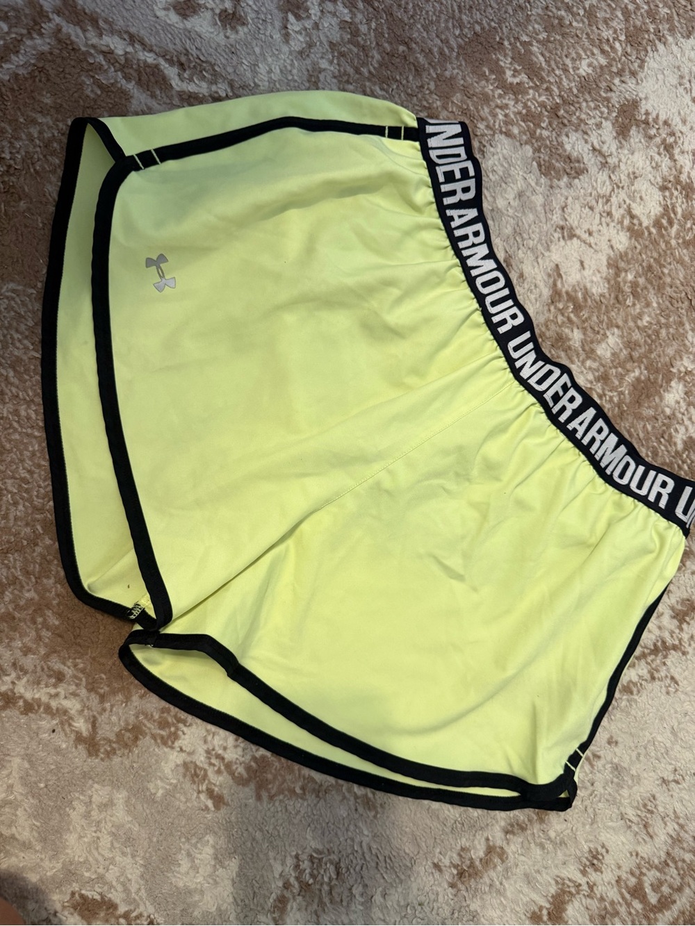 Under Armour Women’s Neon Yellow Athletic Shorts with Black Trim